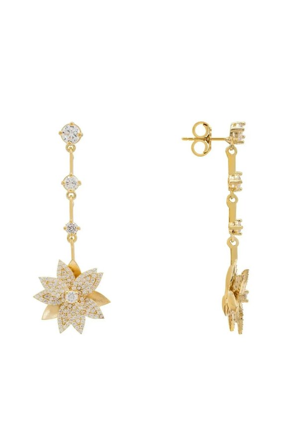Latelita Dahlia Drop Earrings Gold White
