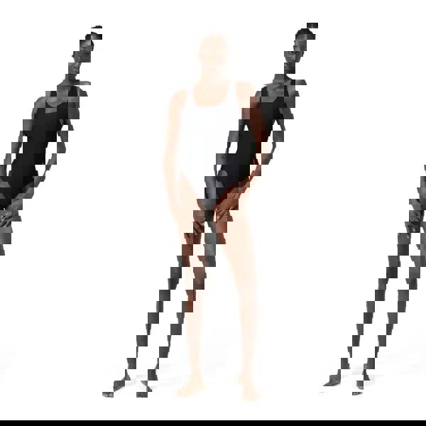 Black Speedo Solid Highneck Scoop swimsuit with racerback design