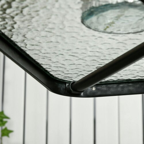Wyld Haus Laloke Metal And Glass Square Garden Dining Table With Umbrella Hole