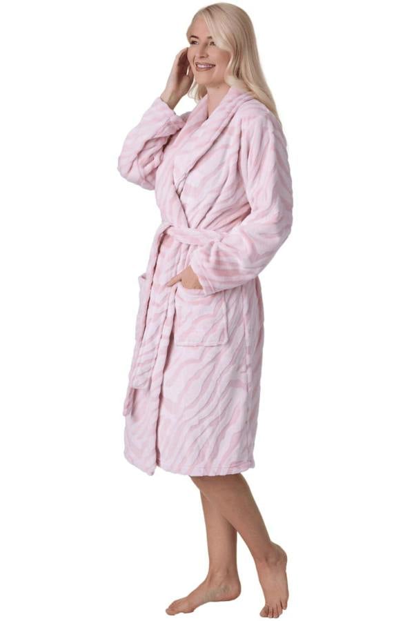 Camille Women's Supersoft Fleece Bathrobe with Shawl Collar & Pockets
