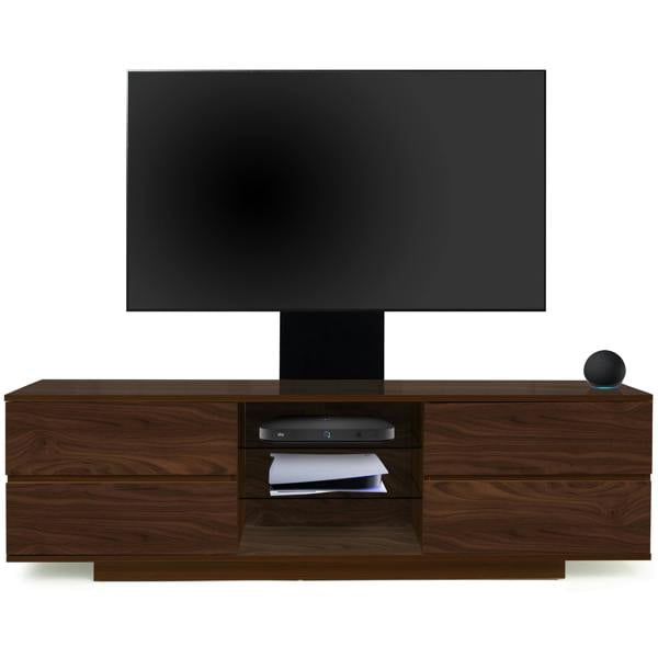Homeology Avitus Walnut with 4-Walnut Drawers and 3-Shelves up to 65" LED, LCD, Plasma TV Stand with Mounting Arm
