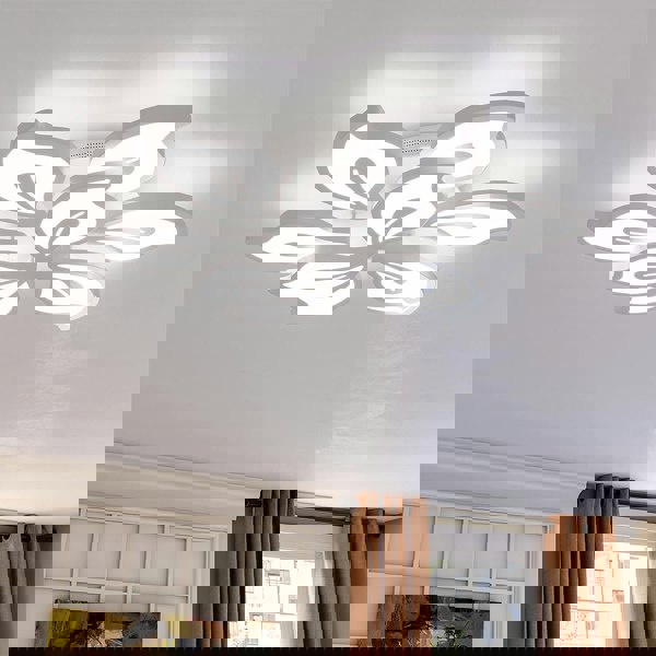 Petal Modern LED Ceiling Light Dimmable/Non-Dimmable (Version A) Ceiling Lights Living and Home W 85 x L 85 x H 9.5 cm Non-dimmable (White Glow) 