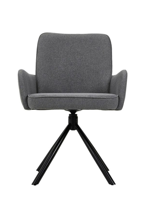 Living and Home Grey Linen Modern Swivel Chair with Black Legs