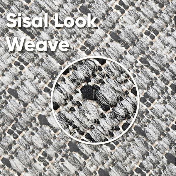 Non-Slip Dark Grey Kitchen Rug Plain Solid Design Flat Weave Sisal Look Mat and Runner