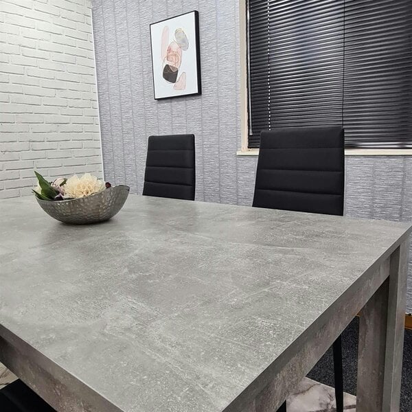 Kosy Koala Stone Grey Effect Wood Dining Table Set with 4 Black Chairs ? Modern Dining Room Furniture