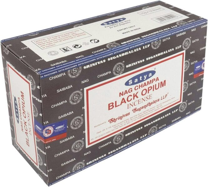 Satya Black Opium Incense Sticks, 12 x 15g Packs