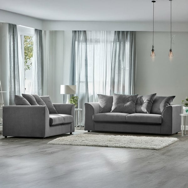 Furnishings For Less Fernando Plush Velvet Fabric Sofa Suite