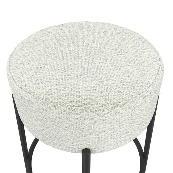 Wyld Haus Tanji Ivory Boucle Round Bar Stool Black Metal Legs