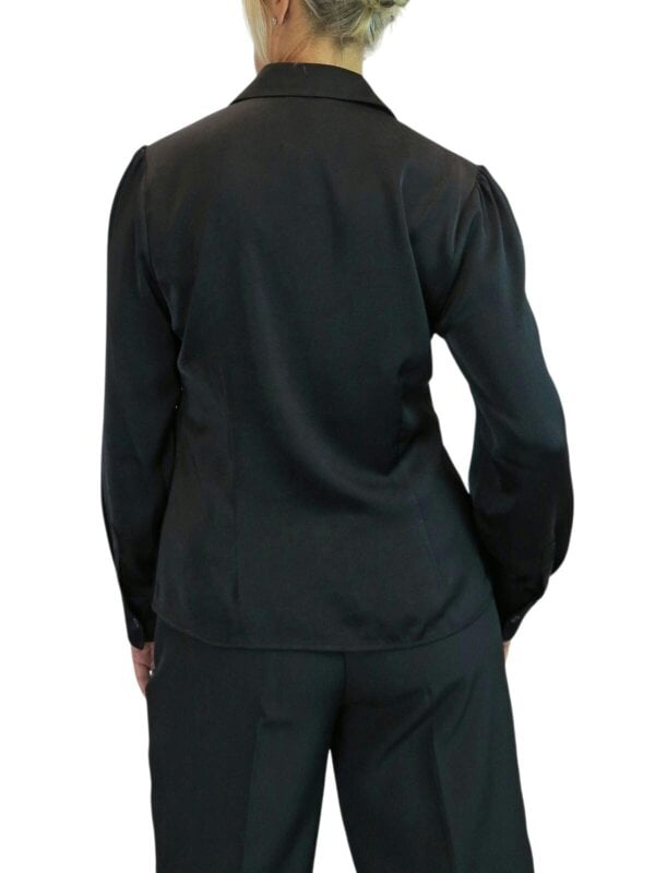 Paulo Due Women's Long Sleeve Tie Front Satin Blouse Shirt