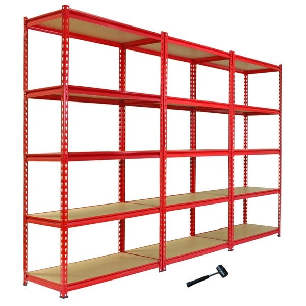 Monster Racking 3 x Z-Rax Metal Racking Unit Red 90cm & Free Mallet