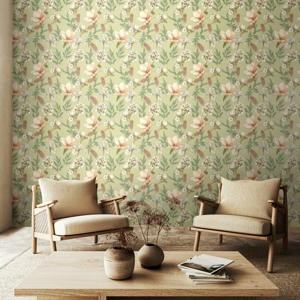 Hoopla Walls Orchid Bloom - Artichoke 10m Wallpaper