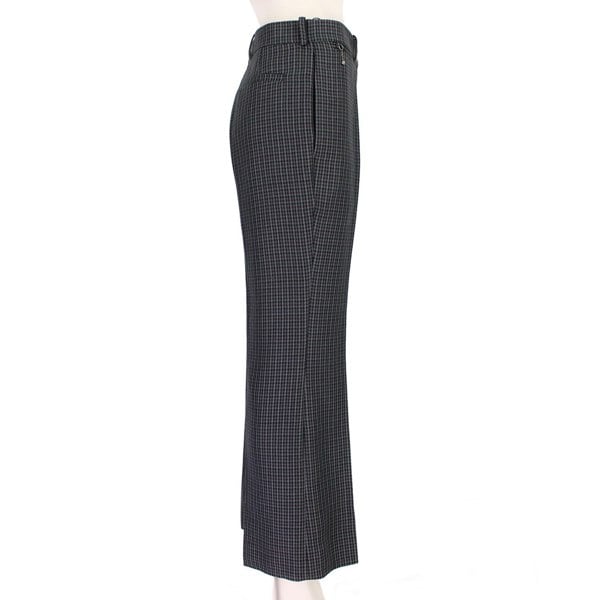 Nina Ricci black grey and claret houndstooth pattern trousers in a wool tweed fabric