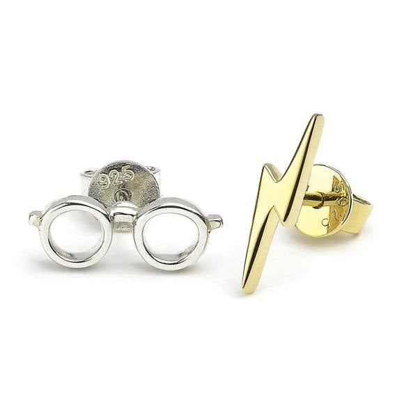 Harry Potter sterling silver Lightning bolt & Glasses stud Earrings