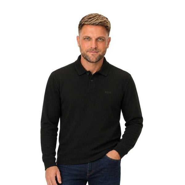 BOSS Petempestolong Long Sleeve Polo Shirt Black