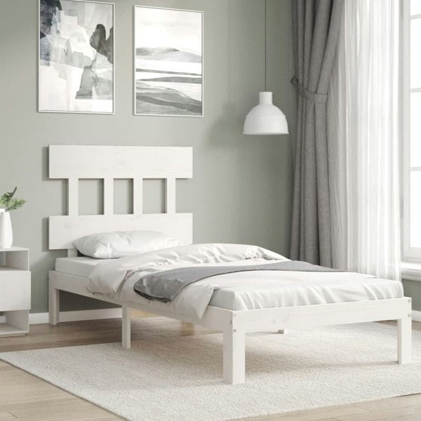 Berkfield Bed Frame with Headboard White 90x200 cm Solid Wood