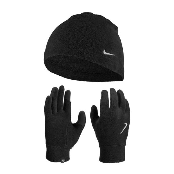 Nike Womens/Ladies Fleece Beanie & Gloves Set - Black - 