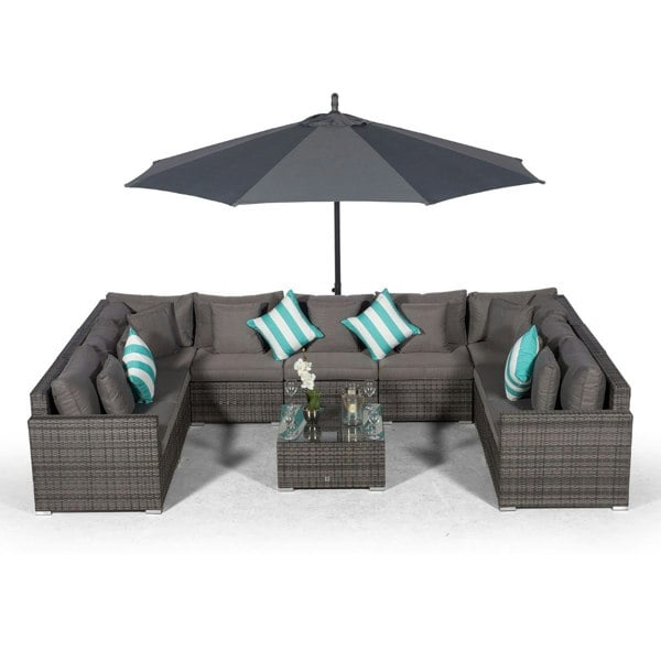 Giardino Havana 9 Seat Rattan Sofa Conversation Set with Coffee Table