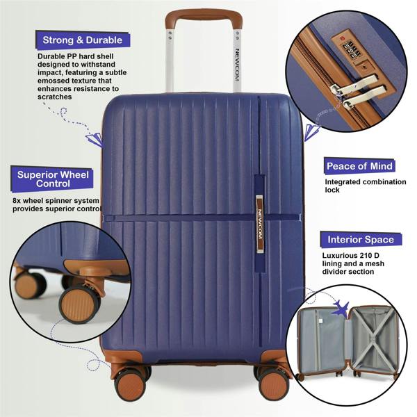 Infinity Luggage Strong Hard Shell Suitcase Set 8 Wheel Cabin Luggage Holiday Travel Case