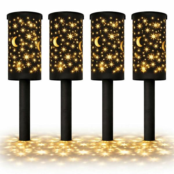 Gardenwize Pack of 4 Solar Stake Lights – Night Sky Lantern LED Lights