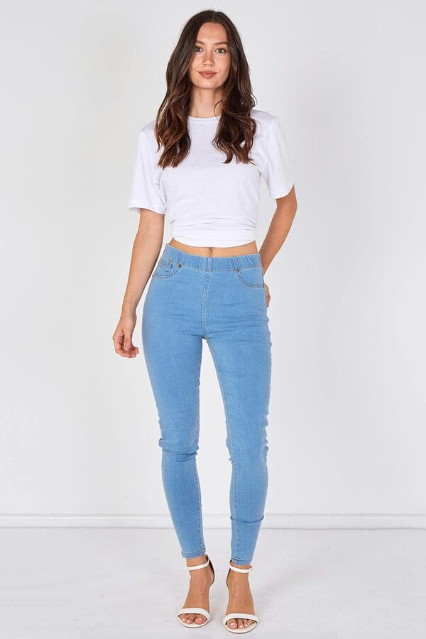 Elaina Fashion Light Wash Stretch Denim Jeggings
