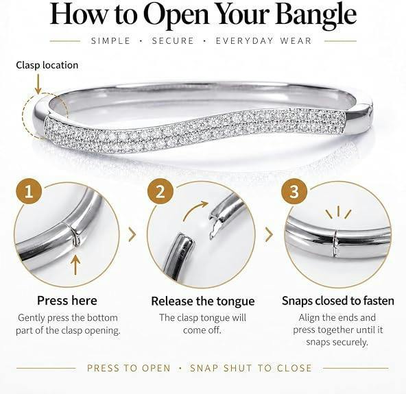 Zavana Silver S-Shape Cubic Zirconia Bangle Bracelet For Women
