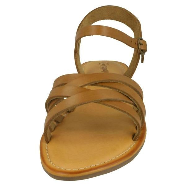 Leather Collection Ladies Leather Collection Flat Strappy Sandals F00196