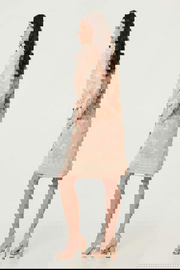 Pink | Floral Knee Length Tie Waist Shirt Dress