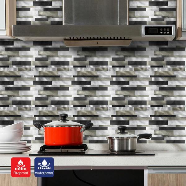 ENER-J Sleek Metallic Layers Peel & Stick Aluminum Tile, Size: 303 x 297 x 4 mm (Pack of 4)