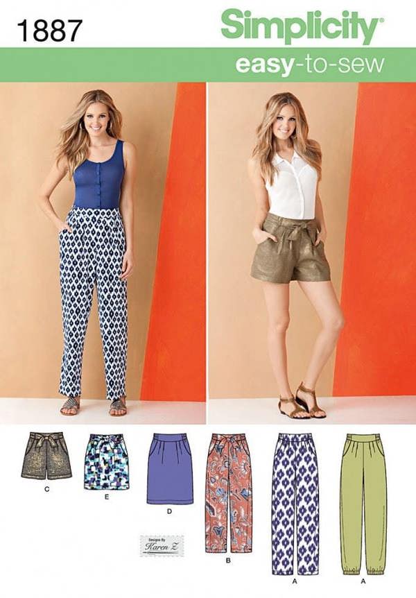 Simplicity Sewing Pattern 1887, Trousers, Shorts, Skirts for Women, 8-10-12-14-16 - Easy