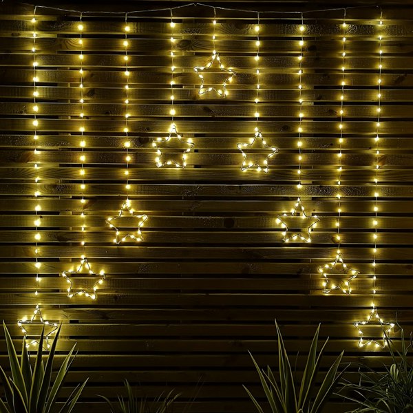 Samuel Alexander 1.2m Warm White LED Star Curtain Lights Christmas Decorations