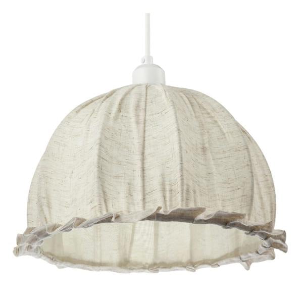 Linen Fabric Covered Ruffled Dome Shaped Ceiling Pendant Light Shade Image 5