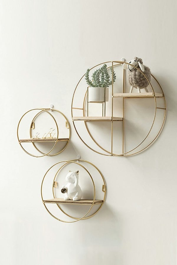 Living and Home Gold Wall Hanging Storage and Display Decorative Shelf
