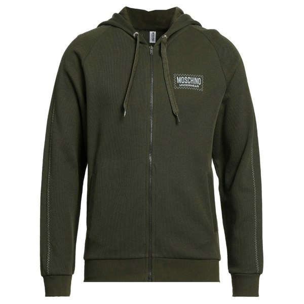 Moschino Sticthed Logo Zip Hoodie - Green