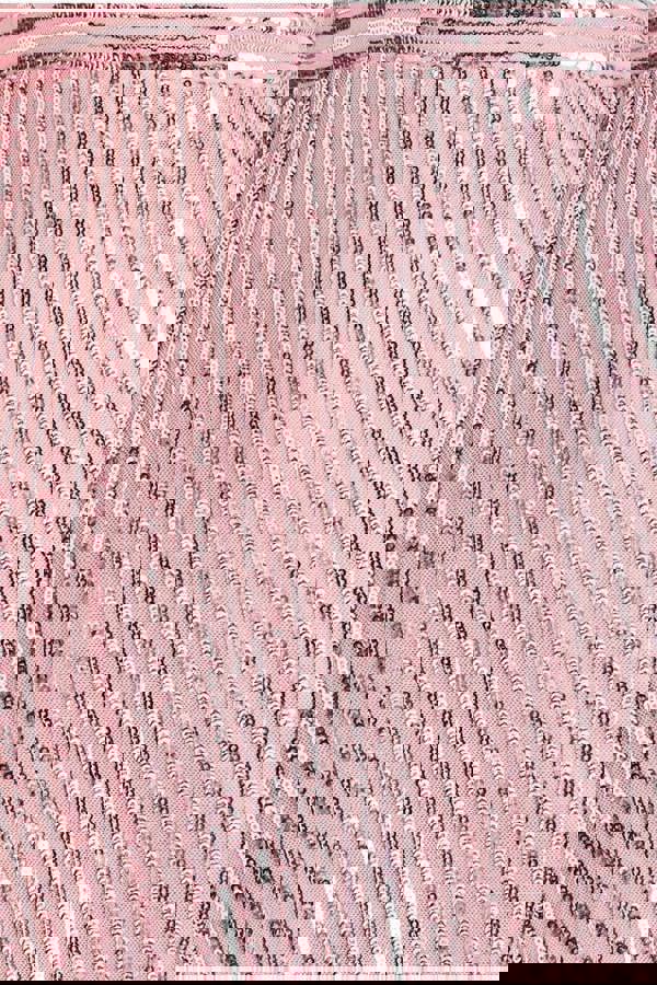 Long Sleeve Sequin V Wrap Maxi Dress - Blush DR3485