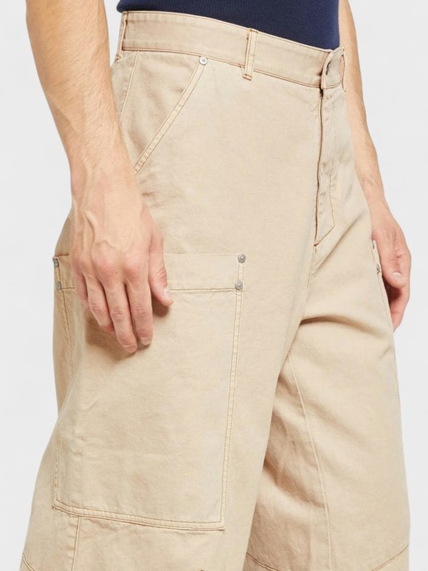 Palm Angels Wide Leg Cargo Trousers Beige