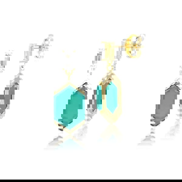 Gemondo Grand Deco Hexagon Chalcedony & Topaz Drop Earrings in Gold Vermeil