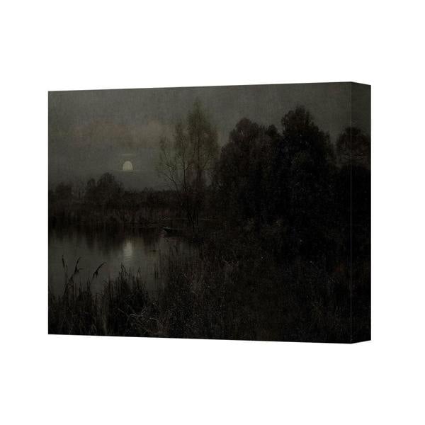 Benjamin Tate Design Moonlit River Landscape Canvas Art Print Dark Forest Scene