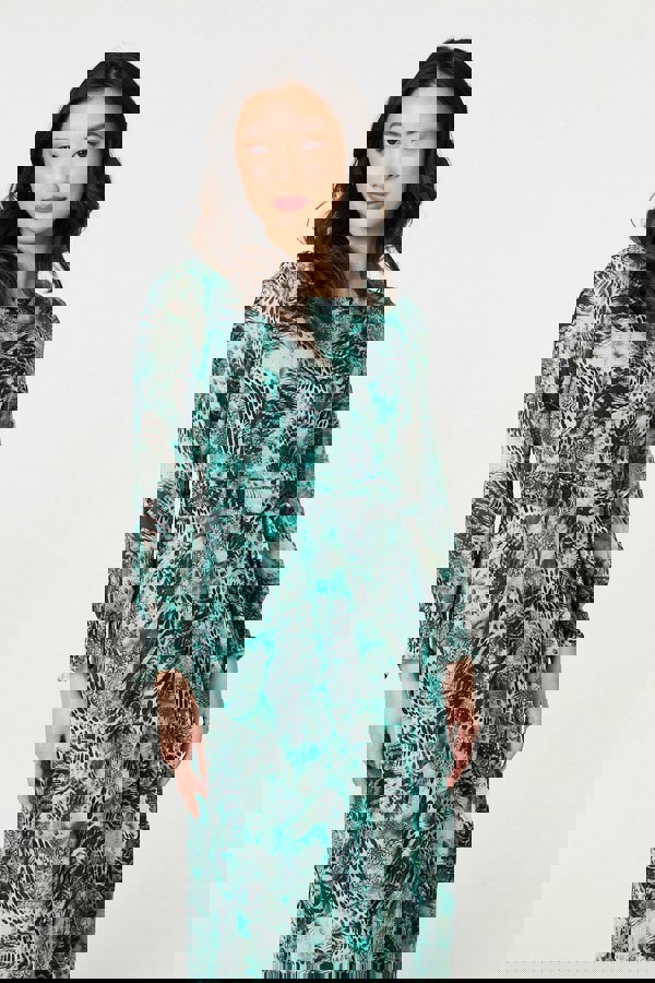 Green | Animal Print Semi Sheer Maxi Dress