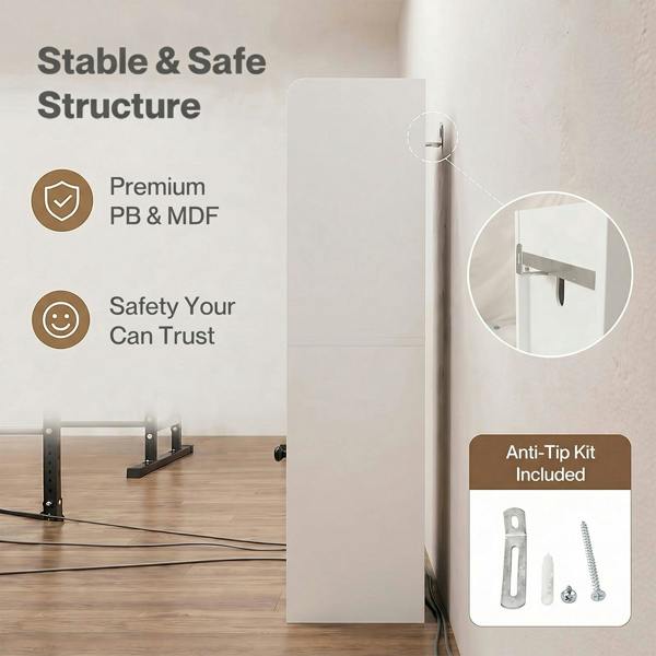 Levede Bathroom Cabinet Slim Corner Storage Adjustable Shelves PB MDF White