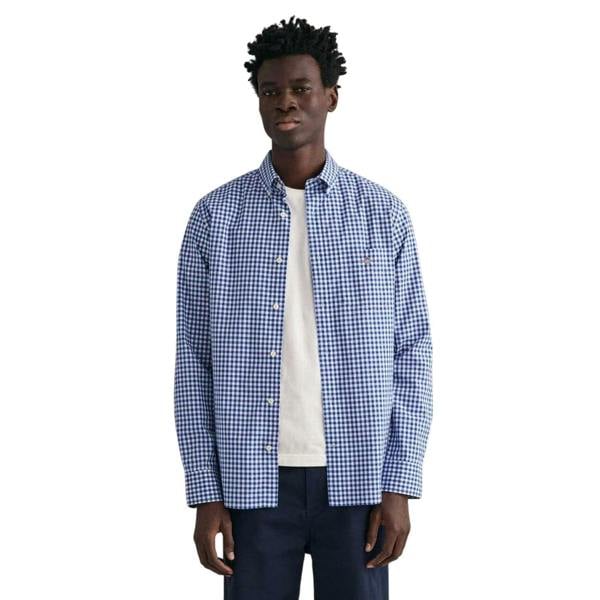 Gant Mens Gingham Regular Shirt - Mid Blue - 