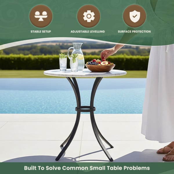 Marble Top Bistro Table, 60cm Round Top with 20mm Marble