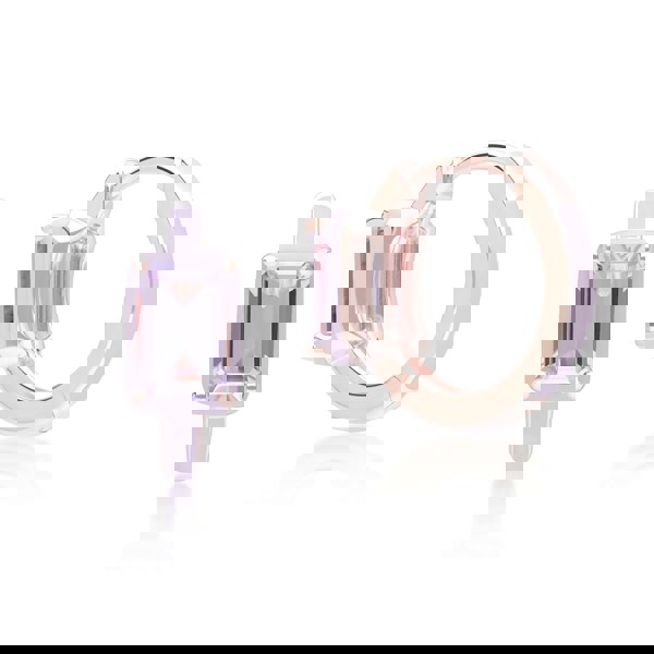 Gemondo Siberian Waltz Violet Enamel & Octagon Amethyst Hoop Earrings In Rose Gold Vermeil