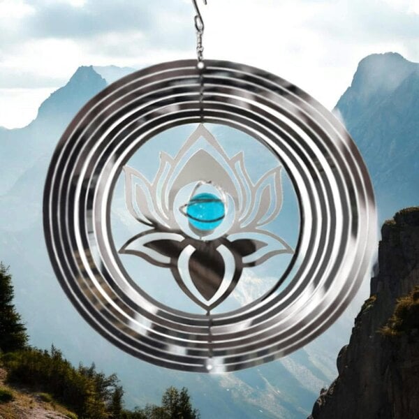 EDH Door Hardware Serenity Stainless Steel Hanging Wind Spinner – 34cm x 25cm | 3D Metal Kinetic Garden Ornament & Outdoor Wind Sculpture