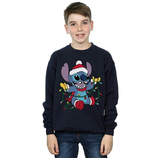 Disney Boys Lilo And Stitch Christmas Lights Sweatshirt - Navy Blue