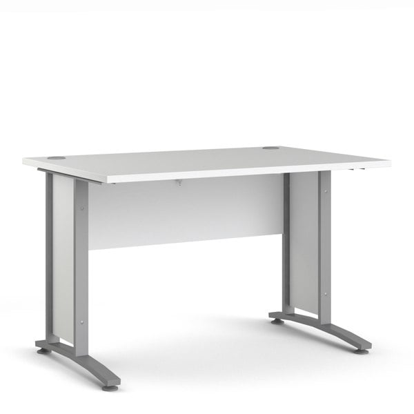 Furniture To Go Prima Desk 120 cm in White with Silver grey steel legs