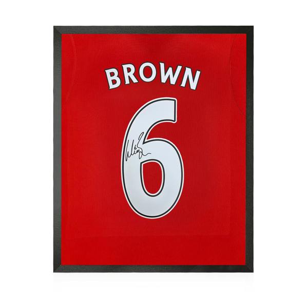 Wes Brown Signed Manchester United Shirt Compact Display
