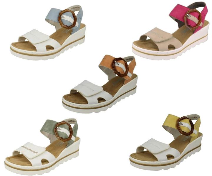 Rieker Ladies Rieker Buckle Detailed Wedge Heeled Sandals 67476