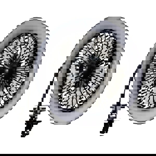 Black Rechargeable 3 Speed Clip-On Fan with LED Dimmable Ring Light Image 3