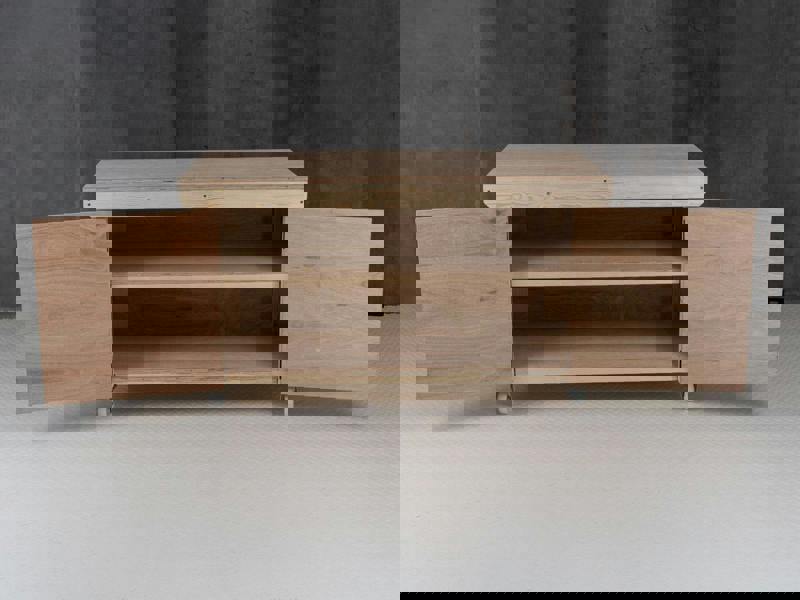 Arbor Garden Solutions Wooden Eucalyptus hardwood top workbench with lockable cupboard (V.9) double shelf and wheels