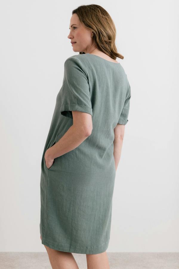 Lily & Me Vine Linen Blend Dress Laurel Green